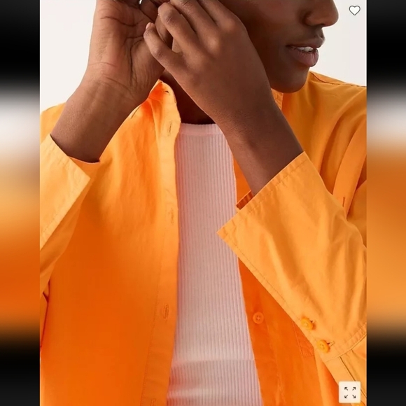 NWT! Garçon Shirt in Garment-Dyed Cotton Poplin, Orange, Size 0 - Picture 3 of 4